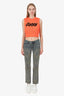 Pre-Loved Chanel™ 2011 Grey/Yellow Distressed Dot Straight Leg Jeans Size 34