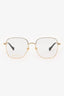 Gucci Gold Metal Square Clear Lens Glasses