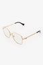 Gucci Gold Metal Square Clear Lens Glasses