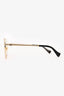 Gucci Gold Metal Square Clear Lens Glasses