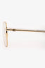 Gucci Gold Metal Square Clear Lens Glasses