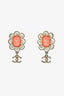 Pre-Loved Chanel™ 2019 Coral Gem Crystal Pearl Embellished CC Clip On Earrings