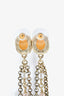 Pre-Loved Chanel™ 2018 Gold Tone Crystal Pearl Drop CC Multichain Earrings