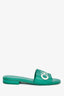 Pre-Loved Chanel™ 2023 Green Leather CHA-NEL Mules Sandal Size 36.5