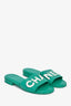 Pre-Loved Chanel™ 2023 Green Leather CHA-NEL Mules Sandal Size 36.5