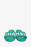 Pre-Loved Chanel™ 2023 Green Leather CHA-NEL Mules Sandal Size 36.5