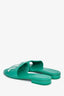 Pre-Loved Chanel™ 2023 Green Leather CHA-NEL Mules Sandal Size 36.5