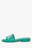 Pre-Loved Chanel™ 2023 Green Leather CHA-NEL Mules Sandal Size 36.5