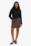 Pre-Loved Chanel™ Burgundy Metallic Tweed Mini Skirt Size 36