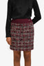 Pre-Loved Chanel™ Burgundy Metallic Tweed Mini Skirt Size 36