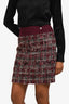 Pre-Loved Chanel™ Burgundy Metallic Tweed Mini Skirt Size 36