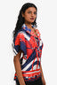Hermès Blue/Red Silk 'Surprise Petit H' Short Sleeve Open Back Tunic One Size