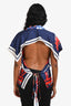 Hermès Blue/Red Silk 'Surprise Petit H' Short Sleeve Open Back Tunic One Size