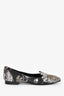Hermès Black/Grey Satin Jungle Printed Loafers Size 37