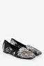 Hermès Black/Grey Satin Jungle Printed Loafers Size 37