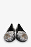 Hermès Black/Grey Satin Jungle Printed Loafers Size 37