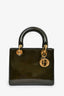 Christian Dior 2001 Dark Olive Patent Leather Diorissimo Lady Dior Medium Top Handle
