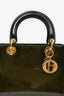 Christian Dior 2001 Dark Olive Patent Leather Diorissimo Lady Dior Medium Top Handle