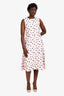 Balenciaga Pink Sleeveless Printed Textured Midi Dress Size 42