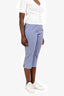 Prada Blue/White Checkered Cotton Blend Capri Pants Size 42