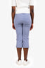 Prada Blue/White Checkered Cotton Blend Capri Pants Size 42