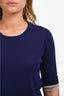 Burberry Dark Purple Merino Wool 3/4 Sleeve Sweater Size L