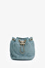 Pre-Loved Chanel™ 2018 Blue Leather Paris-Greece Small Coco Pleats Bucket Bag