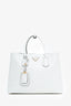 Prada White Saffiano Cuir Large Double Bag