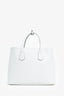 Prada White Saffiano Cuir Large Double Bag