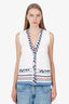 Pre-Loved Chanel™ White Cotton Jacquard Embroidered Vest Size 34