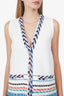 Pre-Loved Chanel™ White Cotton Jacquard Embroidered Vest Size 34
