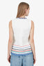 Pre-Loved Chanel™ White Cotton Jacquard Embroidered Vest Size 34