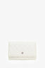 Pre-Loved Chanel™ 2014-15 Beige Metallic Caviar Leather Wallet on Chain