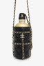 Pre-Loved Chanel™ 2019 Black/Gold Leather CC Water Bottle With Chain