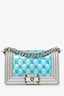 Pre-Loved Chanel™ 2018 Iridescent Silver/Blue Leather/PVC Water Boy Small Bag