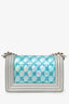 Pre-Loved Chanel™ 2018 Iridescent Silver/Blue Leather/PVC Water Boy Small Bag