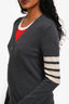 Thom Browne Wool Grey 4-Bar Stripe Cardigan Size 0
