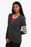 Thom Browne Wool Grey 4-Bar Stripe Cardigan Size 0
