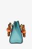 Gucci Blue Leather Orange Strap Detail 'Diana' Mini Tote Bag With Strap