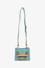 Gucci Blue Leather Orange Strap Detail 'Diana' Mini Tote Bag With Strap
