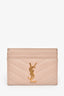 Saint Laurent Pink Leather Cassandre Card Holder