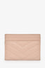 Saint Laurent Pink Leather Cassandre Card Holder