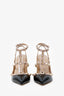 Valentino Black/Nude Pink Patent Leather Cage Rockstud Heels Size 39