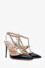 Valentino Black/Nude Pink Patent Leather Cage Rockstud Heels Size 39