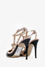 Valentino Black/Nude Pink Patent Leather Cage Rockstud Heels Size 39