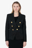 Balmain Black Gold Button Double Breasted Blazer Size 40