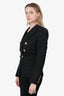 Balmain Black Gold Button Double Breasted Blazer Size 40