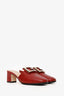 Gucci Red Leather Crystal Square G Madelyn Mules Size 37.5