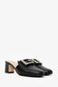 Gucci Black Leather Crystal Square G Madelyn Mules Size 37.5