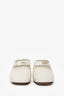 Gucci White Leather Crystal Square G Madelyn Mules Size 37.5